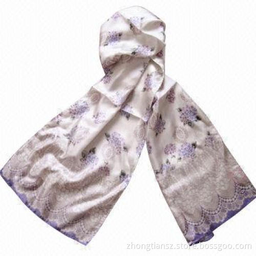 Printed silk scarf, good flower, made of 100% silk, various colors are available